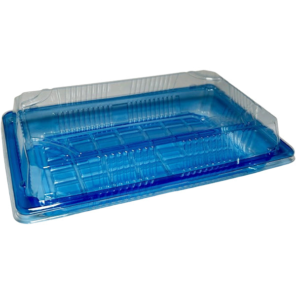 BX PACKAGING - BX07 CLEAR BLUE WITH LIDS SUSHI TRAYS 400CT