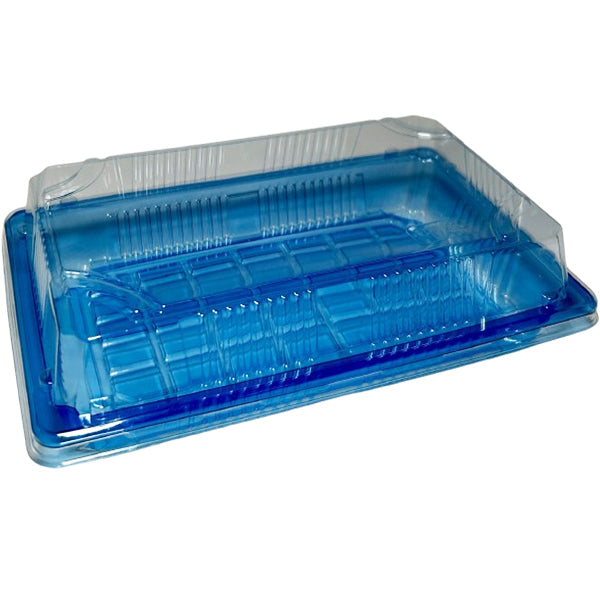 BX PACKAGING - BX09 CLEAR BLUE WITH LIDS SUSHI TRAYS 300CT