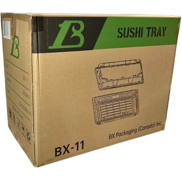BX PACKAGING - BX11 CLEAR BLUE WITH LIDS SUSHI TRAYS 200CT