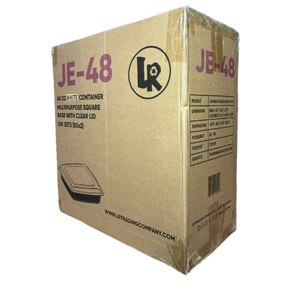 LR - SQUARE JE-48 WHITE CONTAINER COMBO 48OZ 100EA