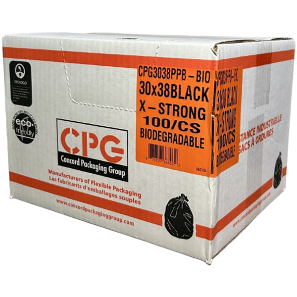 CPG - XSTRONG BLACK BIODEGRADABLE BAGS 30X38 100PK