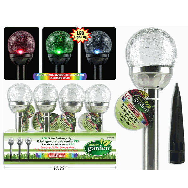 ANNIE GARDEN - SOLAR CRACKLE GLASS COLOUR CHANGING LED LIGHT 14.5IN