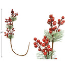 SANTA STUDIO - SNOW FROSTED 3 STEM PINE & HOLLY BERRY PICK  BRANCH 1 UN