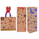 SANTA STUDIO - XMAS KRAFT SNOWFLAKE BOTTLE GIFT BAG 2 PK
