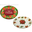 SANTA STUDIO - XMAS PRINT OVAL SERVING TRAY ASSORTED 18.875 IN