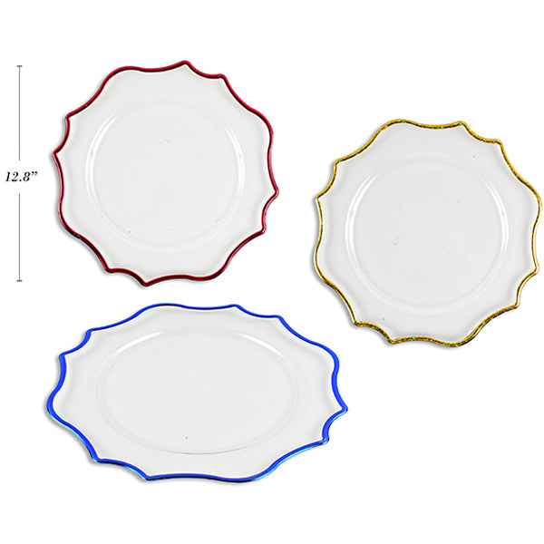 SANTA STUDIO - XMAS CRYSTAL CHARGER PLATE ASSORTED 12.875 IN