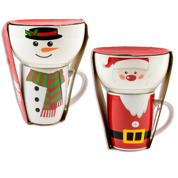 SANTA STUDIO - XMAS STONEWARE MUG/BOWL SET 2 PC