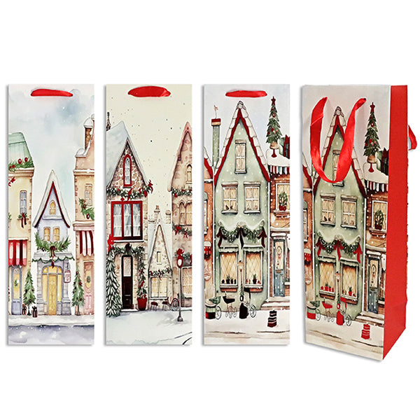 LINK - XMAS WINTERHOUSE SCENE MATTE BOTTLE GIFTBAG 1 UN