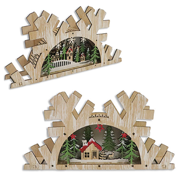 SANTA STUDIO - MAS 8 LED WOODEN 3D SNOWFLAKE VILLAGE TABLETOP 10.6x5.3 IN 1 UN