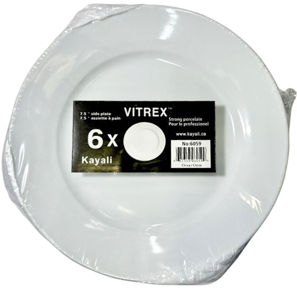 VITREX - 7.5IN WIDE RIM SIDE PLATE 6EA