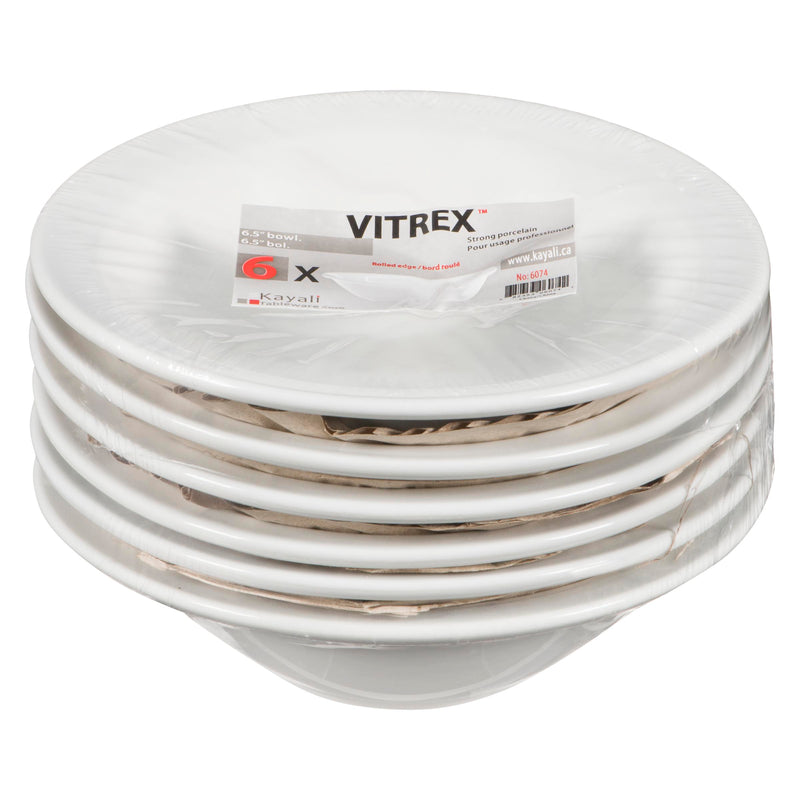 VITREX - 6.5IN BOWL WITH RIM 6EA