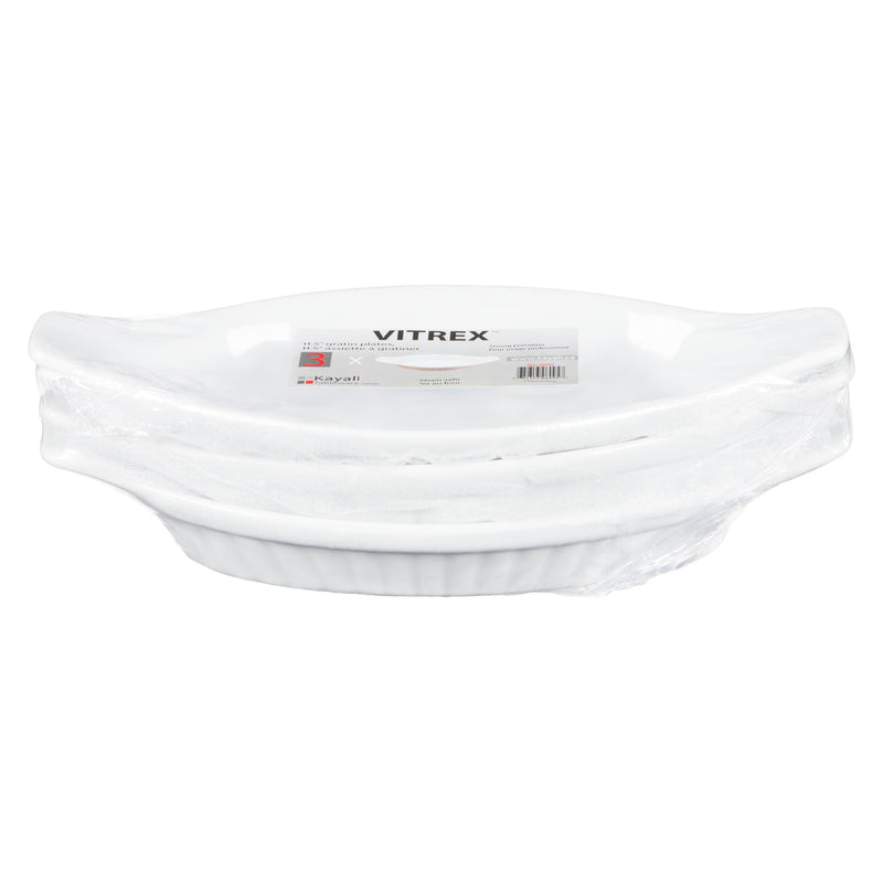 VITREX - OVAL GRATIN PLATES 11.5in 3EA