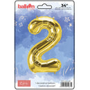 EPC - GOLD FOIL NUMBER 2 BALLOON 34IN 1x10UN
