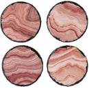 ROSE FAUX AGATE COASTER 4PC