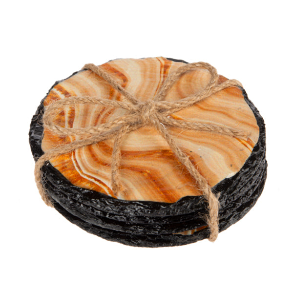 GOLD FAUX AGATE COASTER 4PC