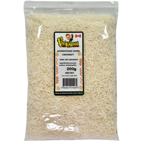 VICKAROOS - UNSWEETENED SHREDDED COCONUT 200GR