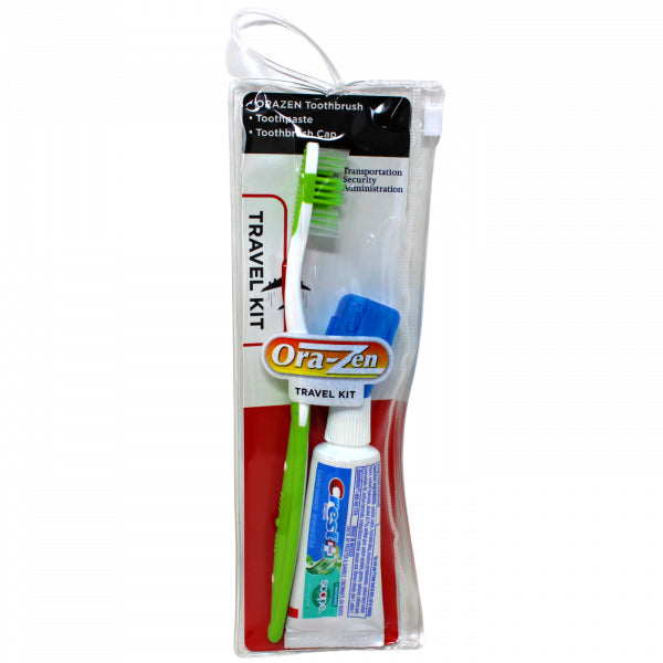 ORA ZEN - TRAVEL KIT 3 PC TOOTHPASTE/ TOOTHBRUSH & CAP EA