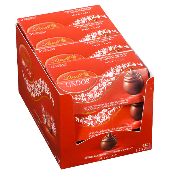 LINDT - LINDOR 3 PACK MILK CHOCOLATE 12x36 GR