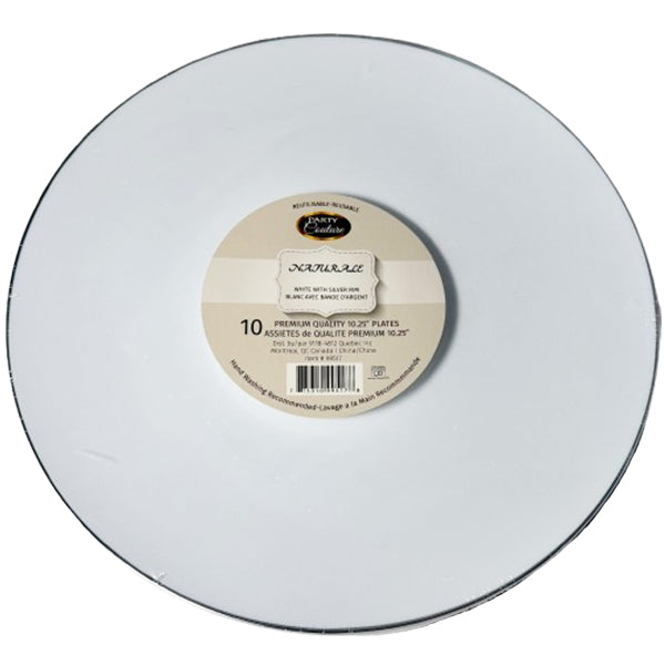 NATURALE - 10.25" WHITE PLATE W/ SILVER RIM 12x10 PK