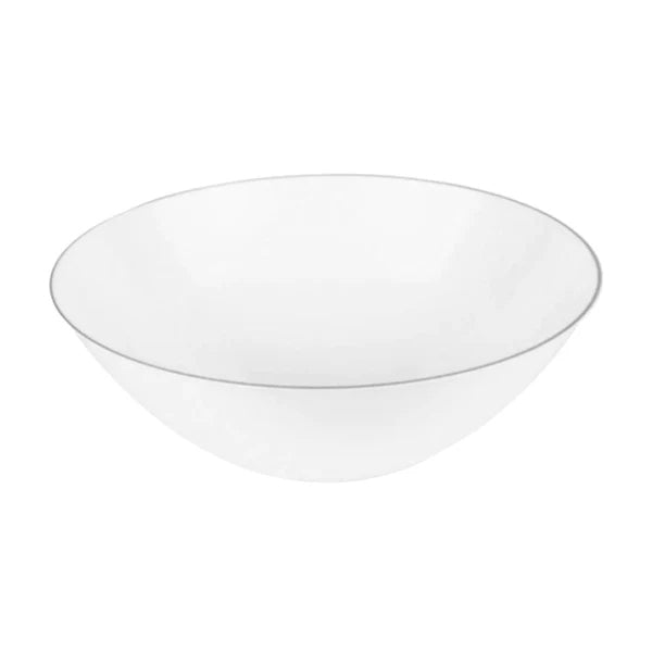 NATURALE - WHITE SALAD BOWLS W/ SILVER RIM 112oz 50x1 UN