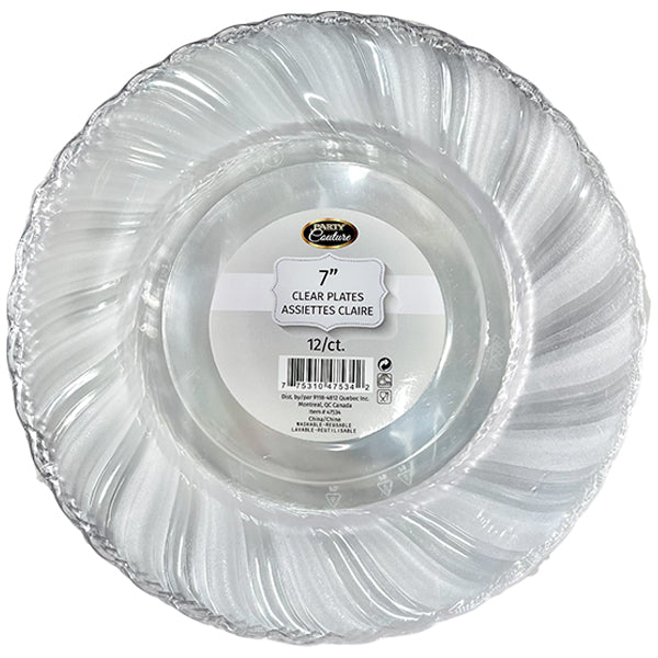 MADISON - CLEAR SCALLOPED 7" PLATE 12x12 PK