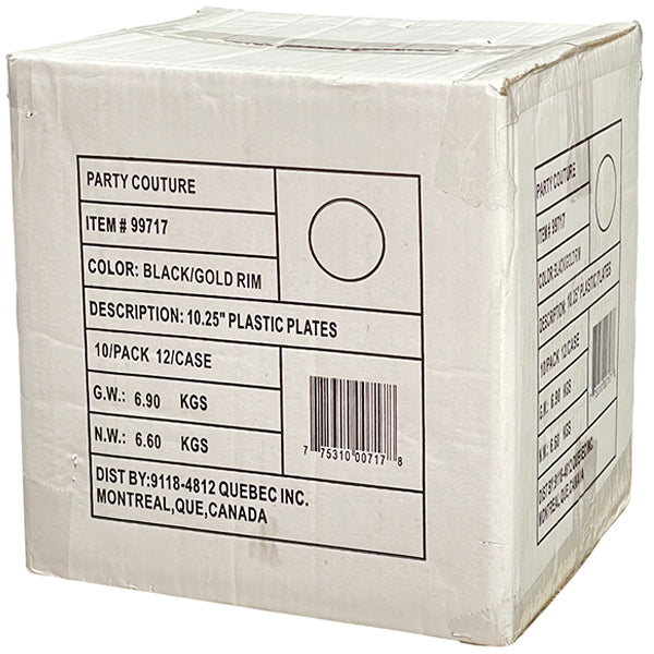 NATURALE - 10.25" BLACK PLATE W/ GOLD RIM 12x10 PK