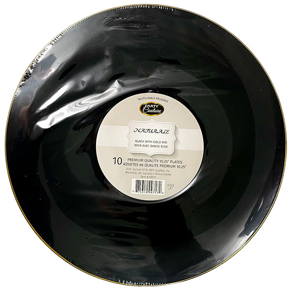 NATURALE - 10.25" BLACK PLATE W/ GOLD RIM 12x10 PK