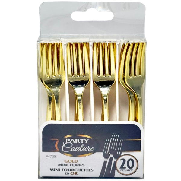 PARTY  COUTURE - GOLD MINI FORKS 20 PK