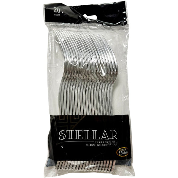 PARTY CAUTURE - STELLER SILVER FORKS 20PK