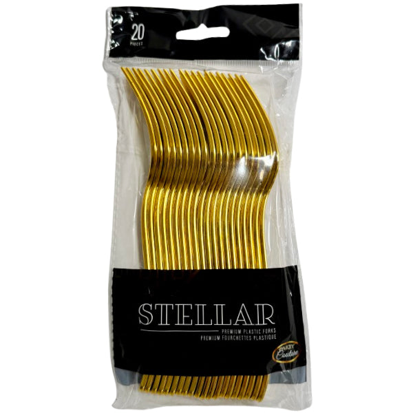 PARTY CAUTURE - STELLER GOLD FORKS 20PK