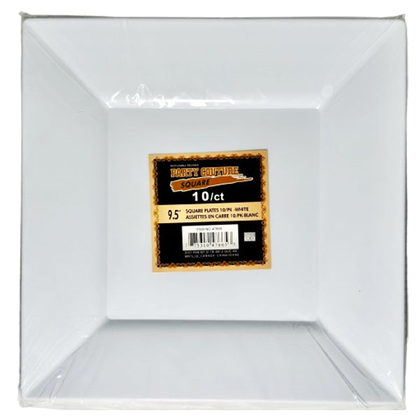 PARTY COUTURE - WHITE SQUARE PLATES 9.5in 10PK
