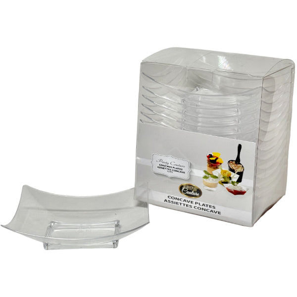 PARTY COUTURE - CLEAR MINI CONCAVE PLATES 12PK
