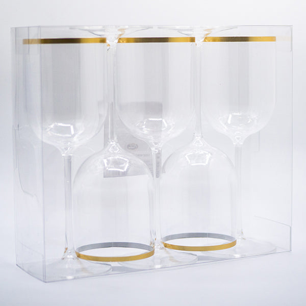 MADISON - 12OZ CLEAR W/ GOLD BAND WINE GOBLET 5PK