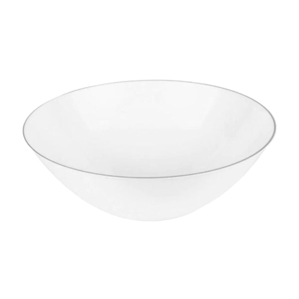 NATURALE - 112oz WHITE SALAD BOWLS W/ SILVER RIM 1EA