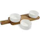 SAFDIE - SERVING SET PORCELAINE NIBBLE BOWL ON ACACIA WOOD TRAY 4PK