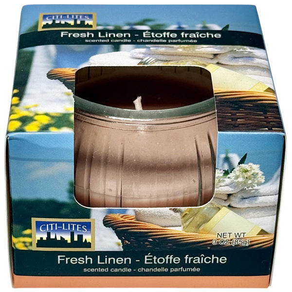 CITI LITES - FRESH LINEN GLOBE JAR CANDLE 3OZ
