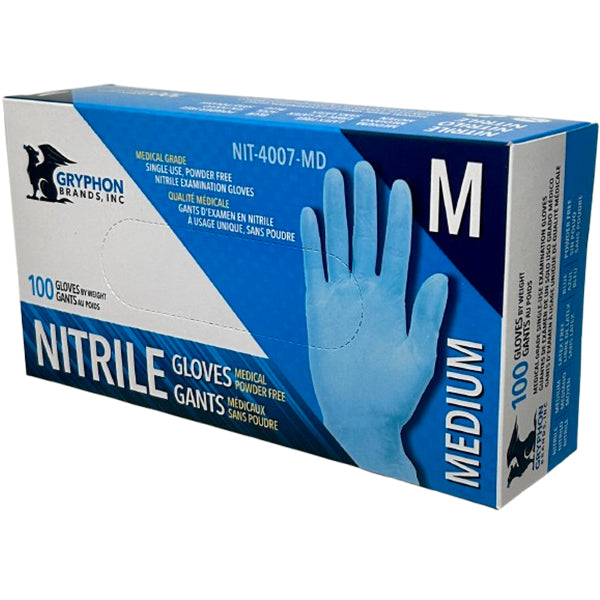 GRYPHON - BLUE NITRILE GLOVES MEDIUM 100PK