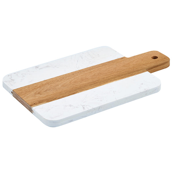 WINCO - 11 1/4"x7" MARBLE & WOOD SERVING BOARD 1EA