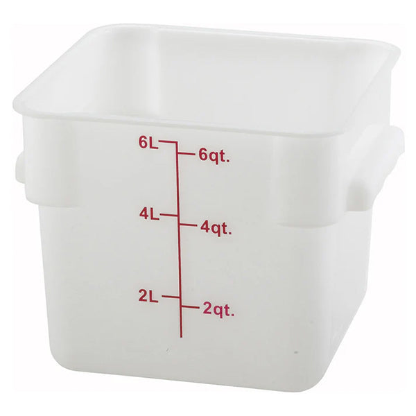 WINCO - SQUARE 6QT WHITE STORAGE CONTAINER EA