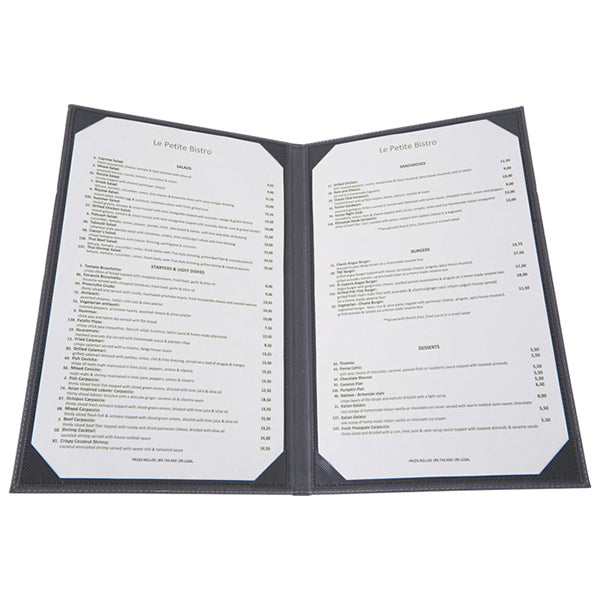 WINCO - 8 1/2"x 11" TWO VIEW MENU COVER BLACK 1EA