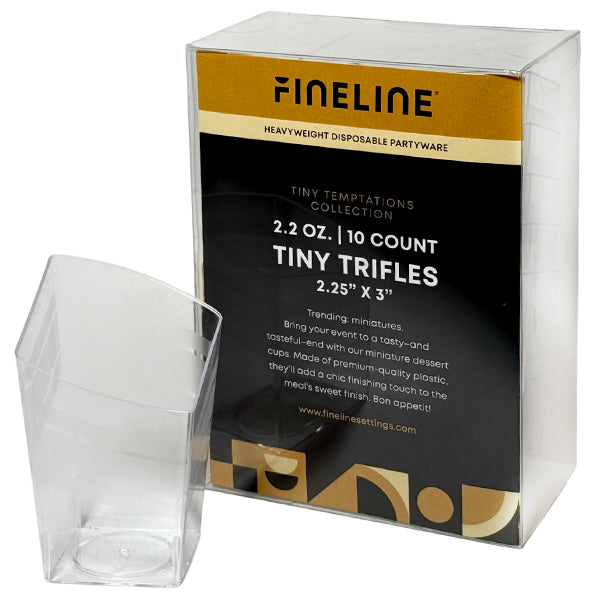 FINELINE - 2.2 OZ SLANTED SQUARE TINY TRIFLE CUP 10 PK