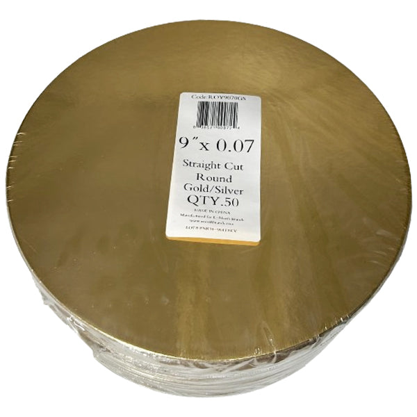 ROYAL - 9IN GOLD/SILVER LAMINATED EDGE ROUND BOARDS 0.07MM THICK 50EA