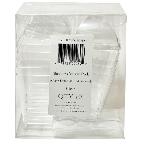 ROYAL - COMBO- SHOOTER CUP/ DOME LID & CLEAR MINI SPOON 10CT