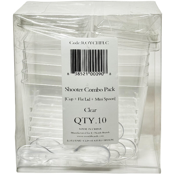ROYAL - COMBO- SHOOTER CUP/ FLAT LID & CLEAR MINI SPOON 10CT