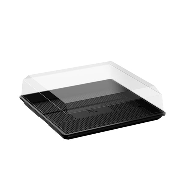 TALTHI - 12" SQUARE BLACK PLASTIC CONTAINER W/LID 5EA