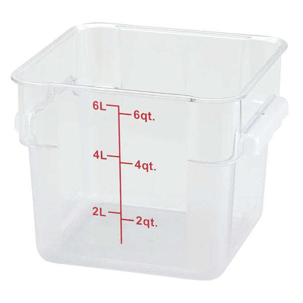 WINCO - SQUARE CLEAR STORAGE CONTAINER 6QT EA