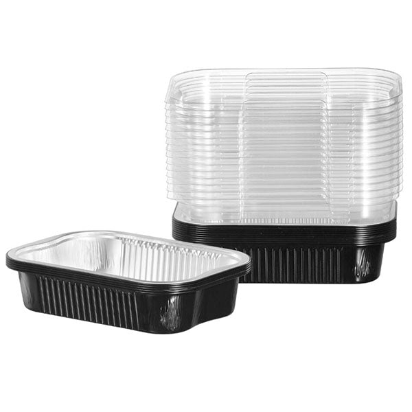 TALTHI - 1400ml ALUMINUM BLK RECT CONTAINER W/LID 1400ML 10EA