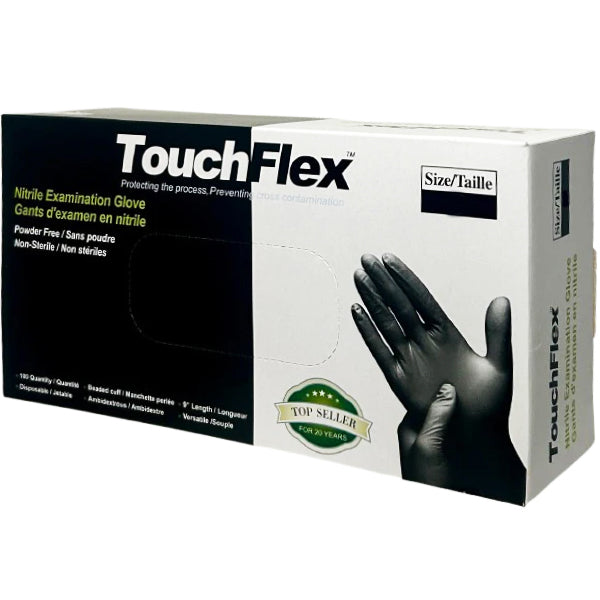TOUCHFLEX - EXTRA LARGE BLACK NITRILE GLOVES 100CT
