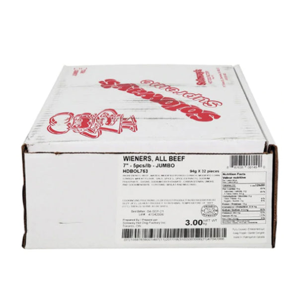 SOLOWAYS - ALL BEEF JUMBO WIENER 7" 32EA