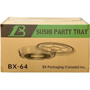 \ - BX64 SUSHI PARTY TRAYS 14IN ROUND CLEAR BLUE WITH LIDS 120 CT